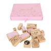 16pcs Moon Cloud Scenery Decorative Wood Stamp Delicate Carving Rectangle Stamp Set  For DIY Crafts