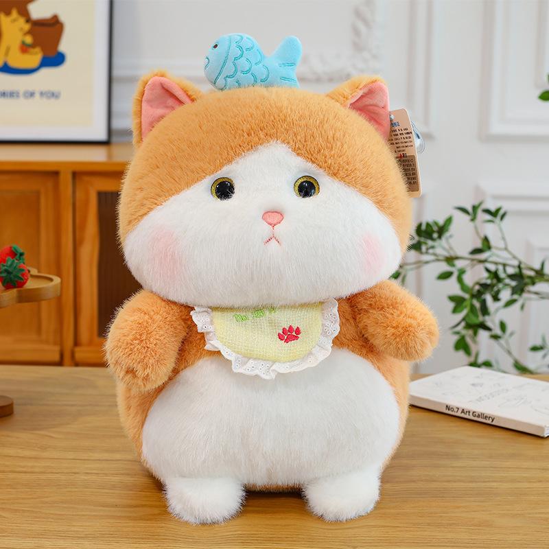 Cute Greedy Cat Doll Cartoon Little Fish Cat Plush Toy Doll Children's Rag Doll Birthday Gift
