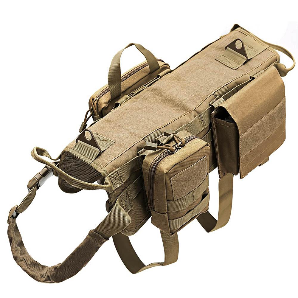 Tactical Large Dog Harness with Pouches Pet Vest Military Harnesses with Handle No-Pull Service Dogs Walking Training Hiking