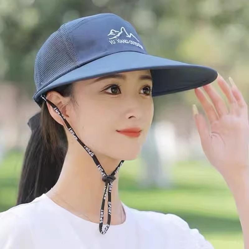 Sunscreen breathable sunshade sun hat female, UV protection fashion big edge windbreak rope hat, trendy hat