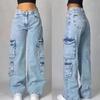 Jeans Cargo Jambe Large Grande Taille pour Femme - Tendance Été Coupe Ample