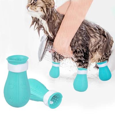 Cat Claw Protector fürdő karcolásgátló macskacipők macska számára Állítható kisállat fürdőbemosó csizma Macskamancs körömhuzat Kisállatápolási kellékek