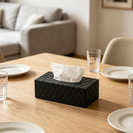 Tissue Box, with Waterproof Wear-Resistant Surface, Diamond Embossed Texture Compact Paper Holder for Office Bedroom