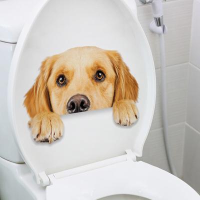 Cartoon Dog Bathroom Sticker Adorable Waterproof Easy To Apply Remove Lovely Decorative Self-adhesive Sticker