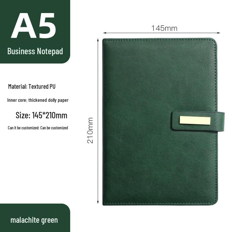 A5 Custom Logo Business Notebook | Soft Leather, Thickened, Buckle Diary with Gift Box
