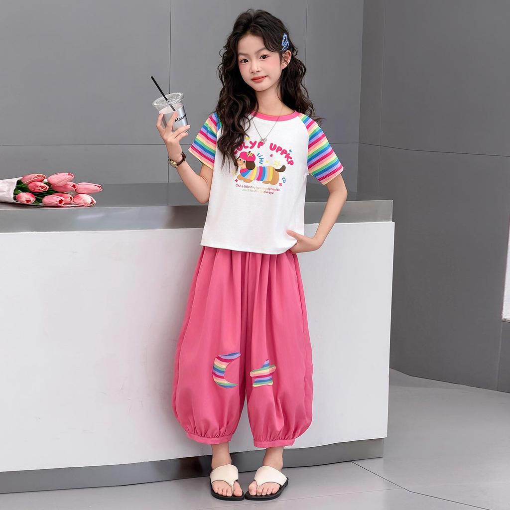 Girls' Summer Fashion 2026 Two-Piece Set: Stylish and Casual Outfit for Middle and Big Kids