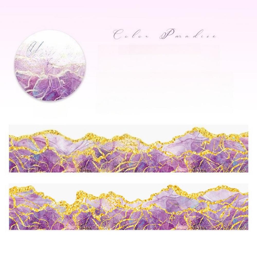 1PC watercolor smudging and bronzing PET tape, color paradise series handbook material decoration circular sticker