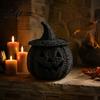 Uniek Seizoensgebonden Cadeau Halloween Hars Pompoenmand Nep Geweven Lantaarn Ornament Spookachtig Gotisch Huisdecor Zwarte Snoeppot voor Tafelblad Schouw