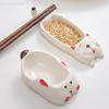 Mini Cat Ceramic Dish with Handle for Condiments, Perfect for Home Dining and Restaurant Use
