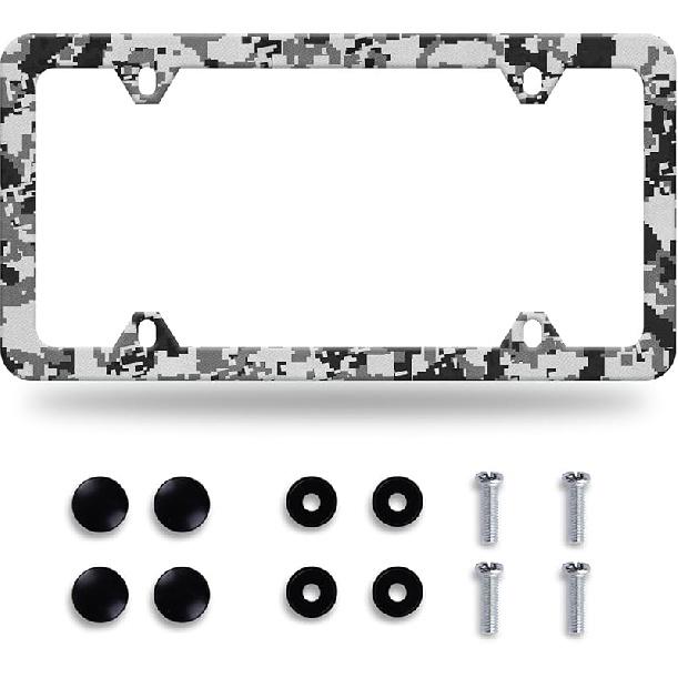 Colorful Flowers License Plate Frame Colorful Wildflower Floral License Plate Frames Stainless Steel Accessories Cars Decor With 4 Holes And Screws