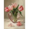 Peony Tulip Pink Roses Valentines Day Romantic Floral Vase Poster Print Wall Art Pictures Canvas Painting Room Home Decor Gift