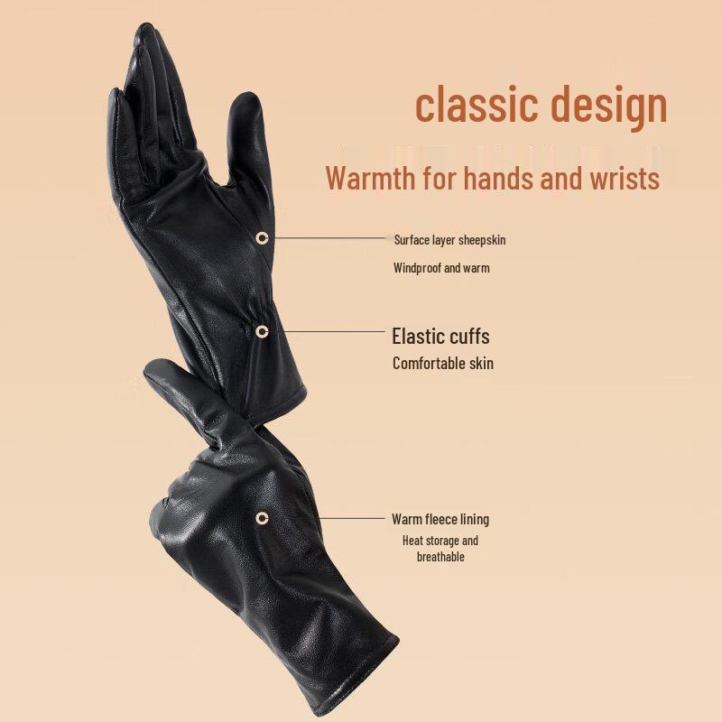 Hengyuanxiang Women's Premium Genuine Leather Warm Gloves