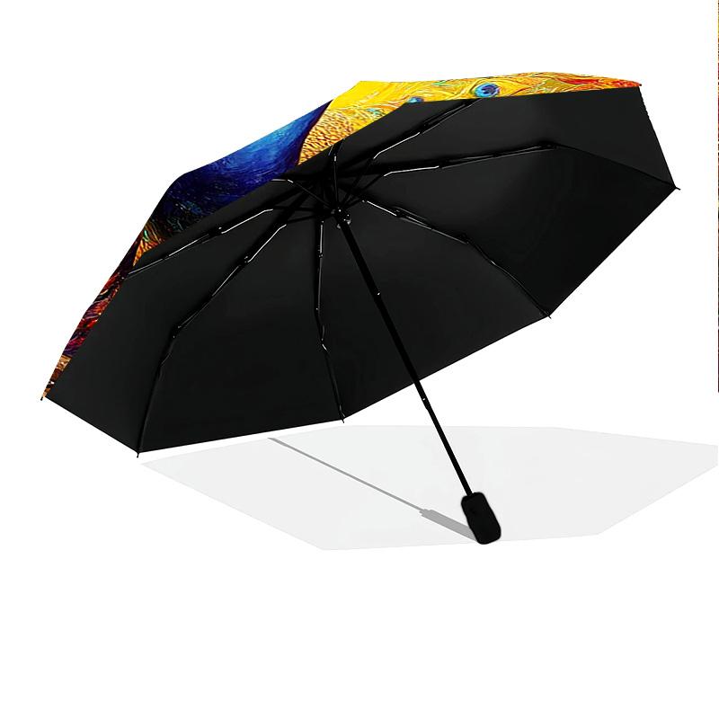 1 PC Automatic Folding Umbrella - Peacock Pattern, Portable & Foldable Design with 8 Ribs, Christmas Birthday Gifts