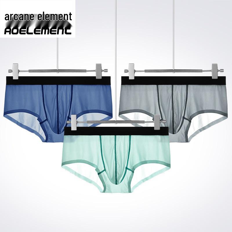 Men's Seamless Ice Silk Triangle Briefs - Breathable, Thin, Mid-Waist Sports Underwear for Summer