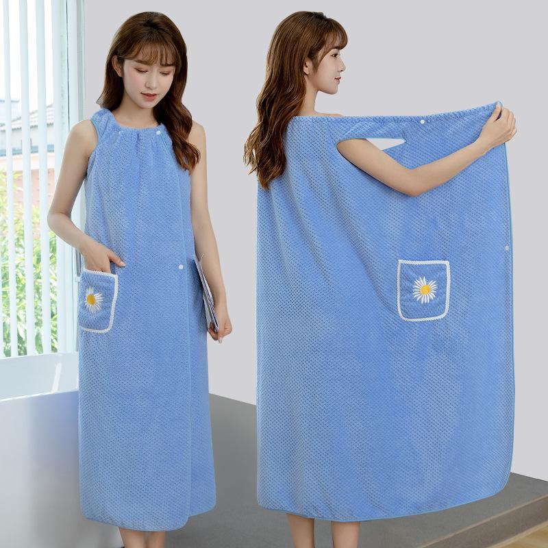 

2025 New Women s Wearable All-Cotton Bath Towel Skirt Wrap: Absorbent Bathrobe for Students & Adults 130x100cm