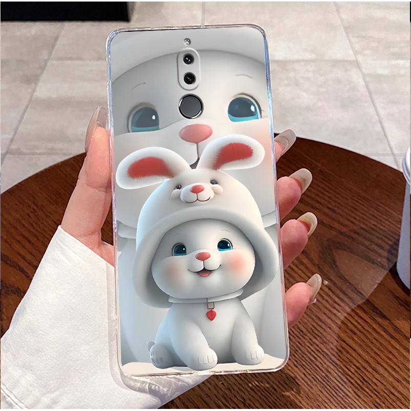 Cute Love Heart Rabbit Soft Clear TPU Phone Case for Huawei Mate 10 Lite Nova 2i Mate10Lite Nova2i Silicone Back Cover Housing