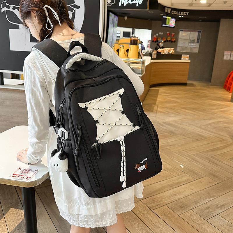 School bag high value contrasting color girl large capacity cute high school student backpack large capacity anti-theft school bag