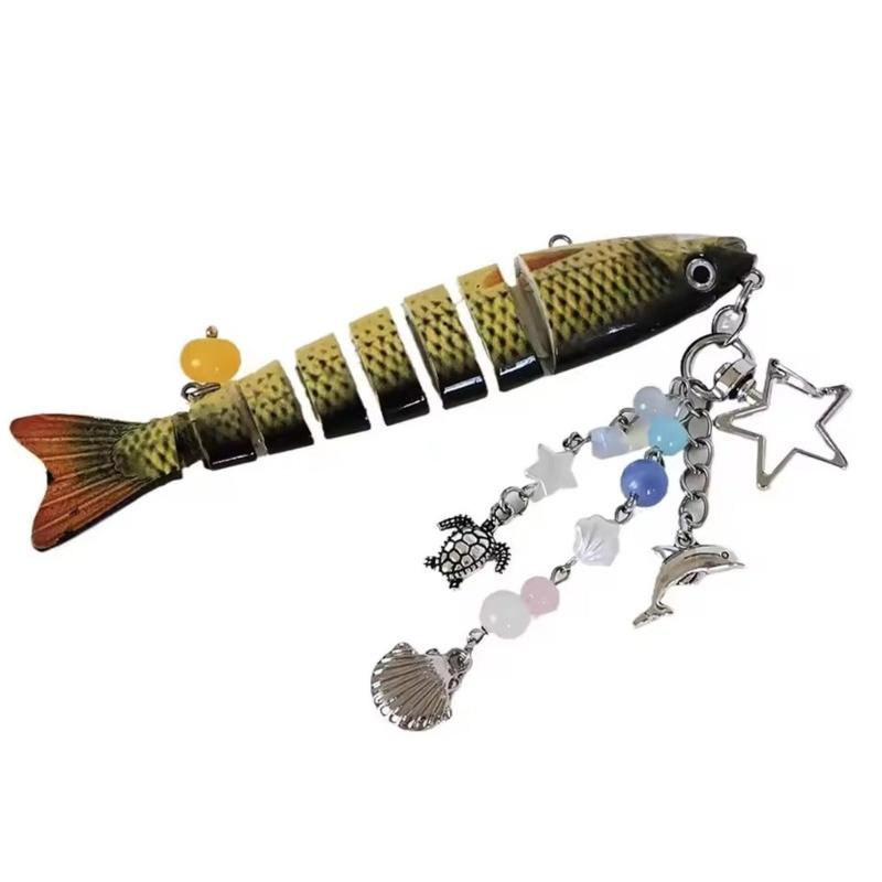 Multicolor Beadwork Fish Key Holder Swimbait Mobile Phone Lanyard Handmade Keyring Decoration Bag Accessory for Women