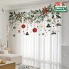 2 pezzi Tende di Natale con ramo di pino e palline colorate, con design a tasca per bastone, adatte per la decorazione in varie scene