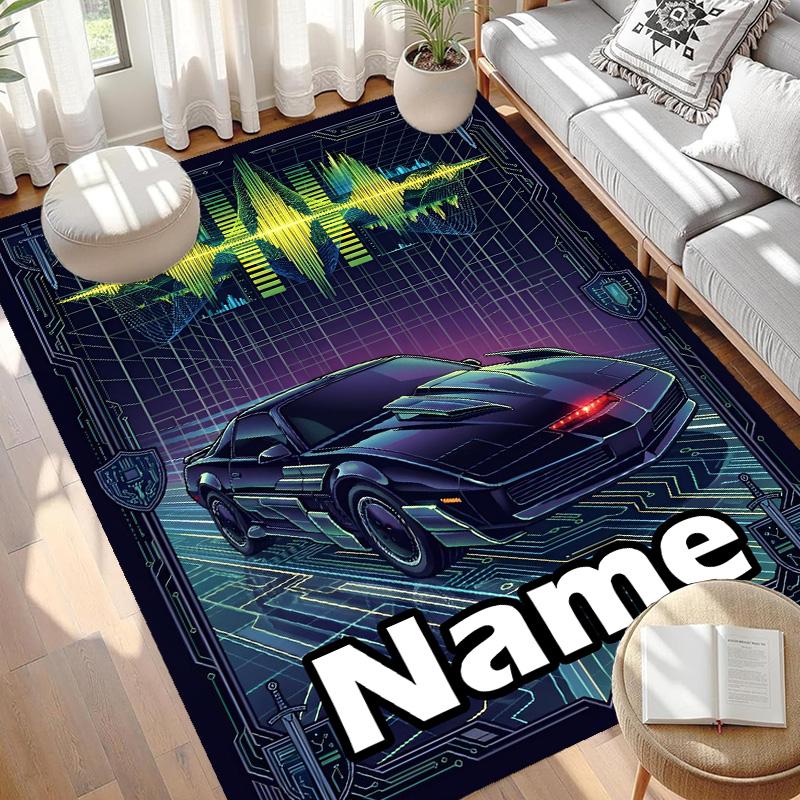 Custom Name Personalized Knight Rider Print Carpet, Versatile Home Decor Rug, for Playroom, Apartment, Balcony, Entryway, Hallway Gift