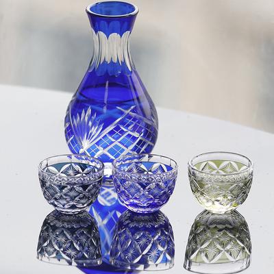 Jinzhi Japanese Korean Star Qibao Sake Cup Edo Cut Baijiu Hand Carved Glass Cold Tea Bowl Cuisine