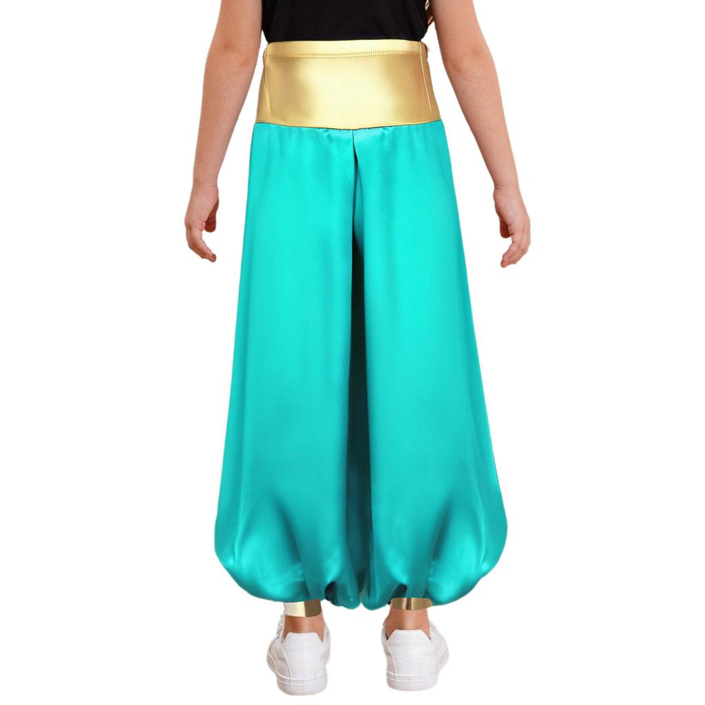 Boys Arabian Prince Costume High Waist Loose Harem Pants Casual Baggy Dance Pants Halloween Outfit