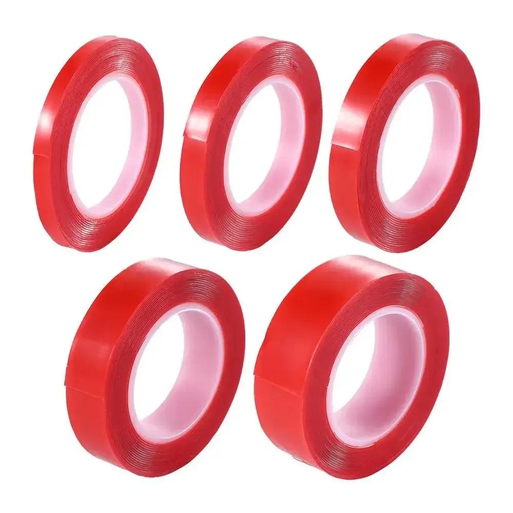 3Meters/Roll PET Red Film Double Sided Tape 6-50mm Width Strong Self Adhesive Sticker Tape No Trace Clear Fixed Pasted Tapes