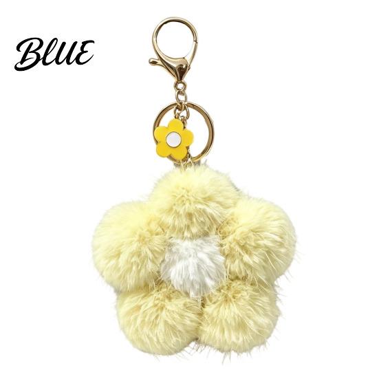 Lightweight Bag Charm Plush Flower Keychain for Backpack, Fuzzy Floral Keyring Decorative Pendant Charm, Women Girls Handbags Accessory Keys