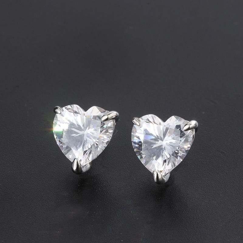 Jewelry High Carbon Diamond Simulation Diamond Heart Pendant Heart Earrings Jewelry Women'S Suit