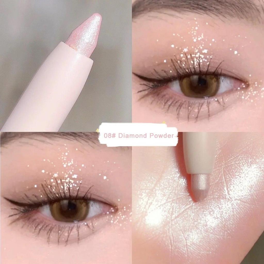 Lidschatten Liegender Seidenraupen-Highlighter-Stift Koreanisches Augen-Make-up Mattweiße Perle Hochglänzender aufhellender Glitzer-Lidschattenstift