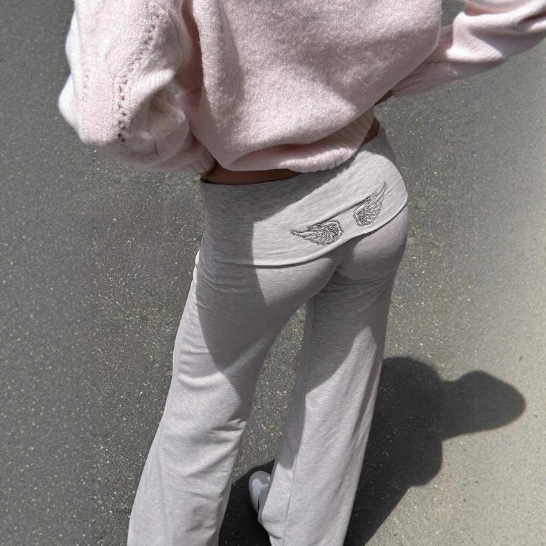 Completo casual da donna con ali d'angelo e paillettes, felpa, pantaloni della tuta, pantaloni, moda, versatile