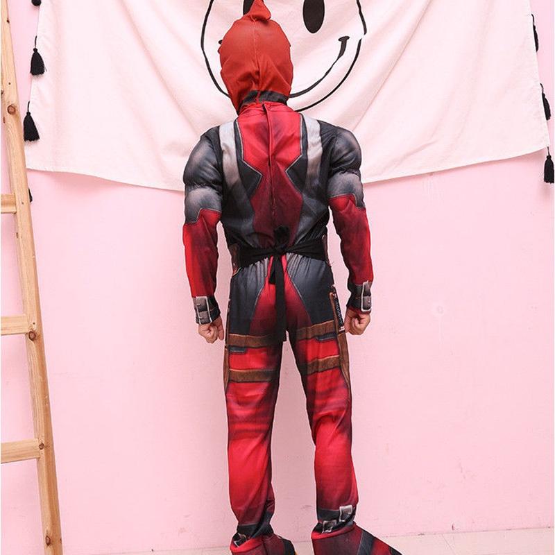 Deadpool Cosplay Costume For Boys Featuring Lifelike Muscle Design And Breathable Fabric