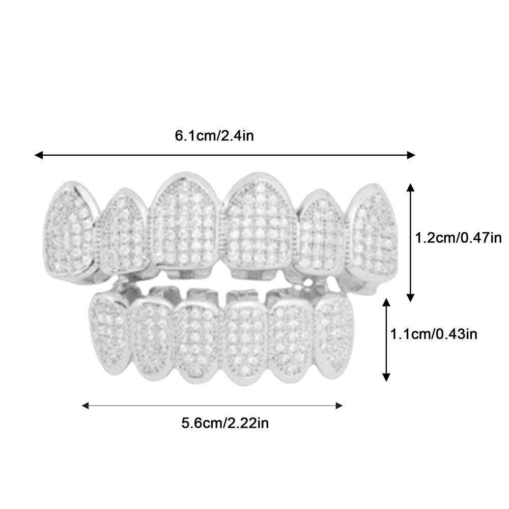 Teeth Brace Cubic Zirconia Mouth Brace Hip Hop Teeth Brace For Top Bottom Mouth Teeth Grills Removable Tooth Fashion Jewelry