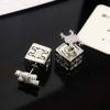 CEL Arc de Triomphe Full Diamond 3D Square Convertible Earrings - Light Luxury & Unique Style