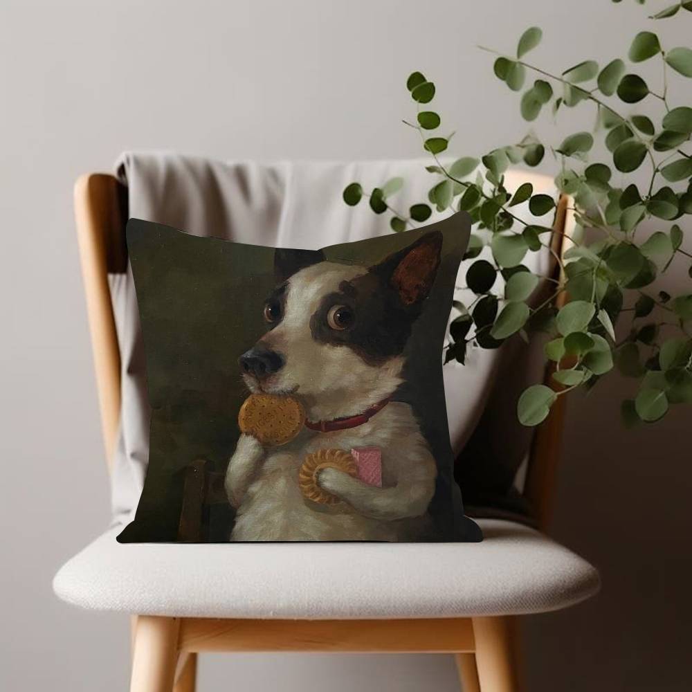 Funny Cute Puppy Eating Pizza Animal Cushion Cover Inches Farmhouse Decor Home Throw Pillow Covers for Couch Decorations