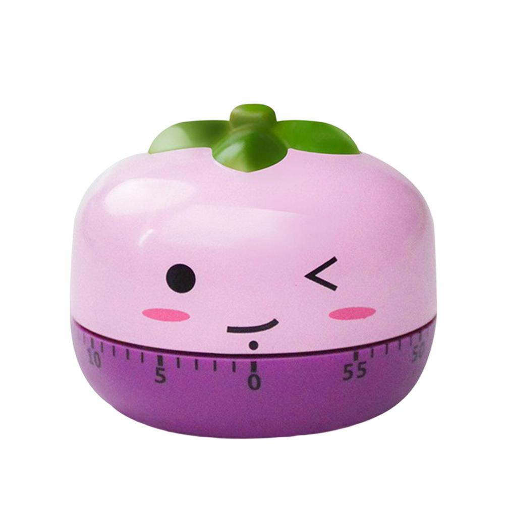 60 Timer Mechanical Kitchen Timer with Loud Alarm Cartoon Wind-up Countdown Timer Manual Adjustable 0-60 Minute Reminder Tool баклажановый