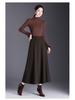 High-Waisted Wool A-Line Midi Skirt with Pockets for Autumn and Winter
