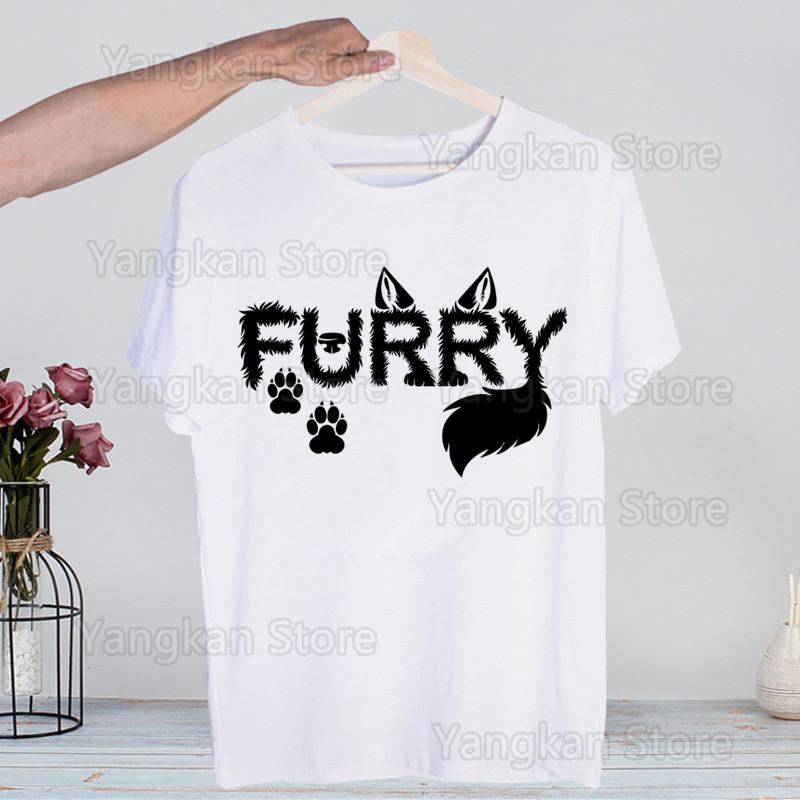 Meme Funny Fur Furry Cute T-Shirt  Unisex Unisex Anime Cartoon Design  Unisex Tee Shirt Homme Summer Tops Short Sleeve Vintage Style Shirt