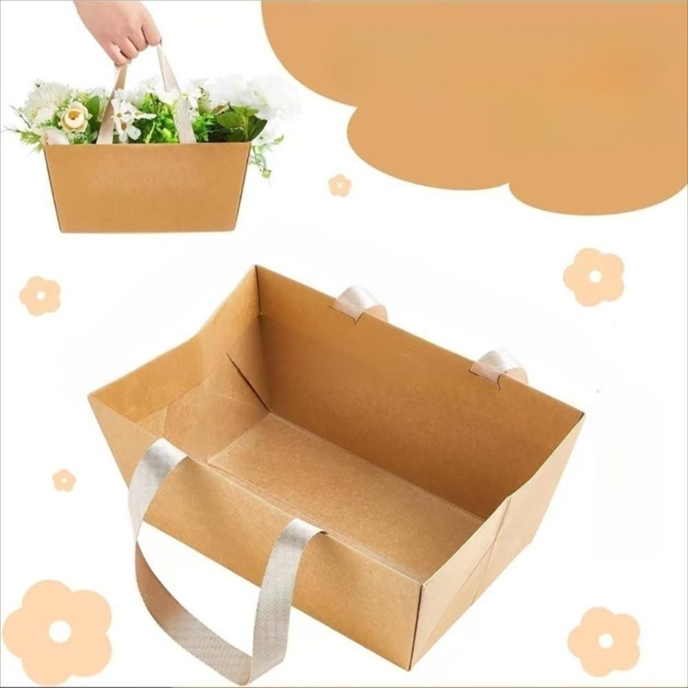 4/8/12/16PCS Kraft Cardboard DIY Gift Basket Waterproof Kraft Paper Handbasket  Party Supplies