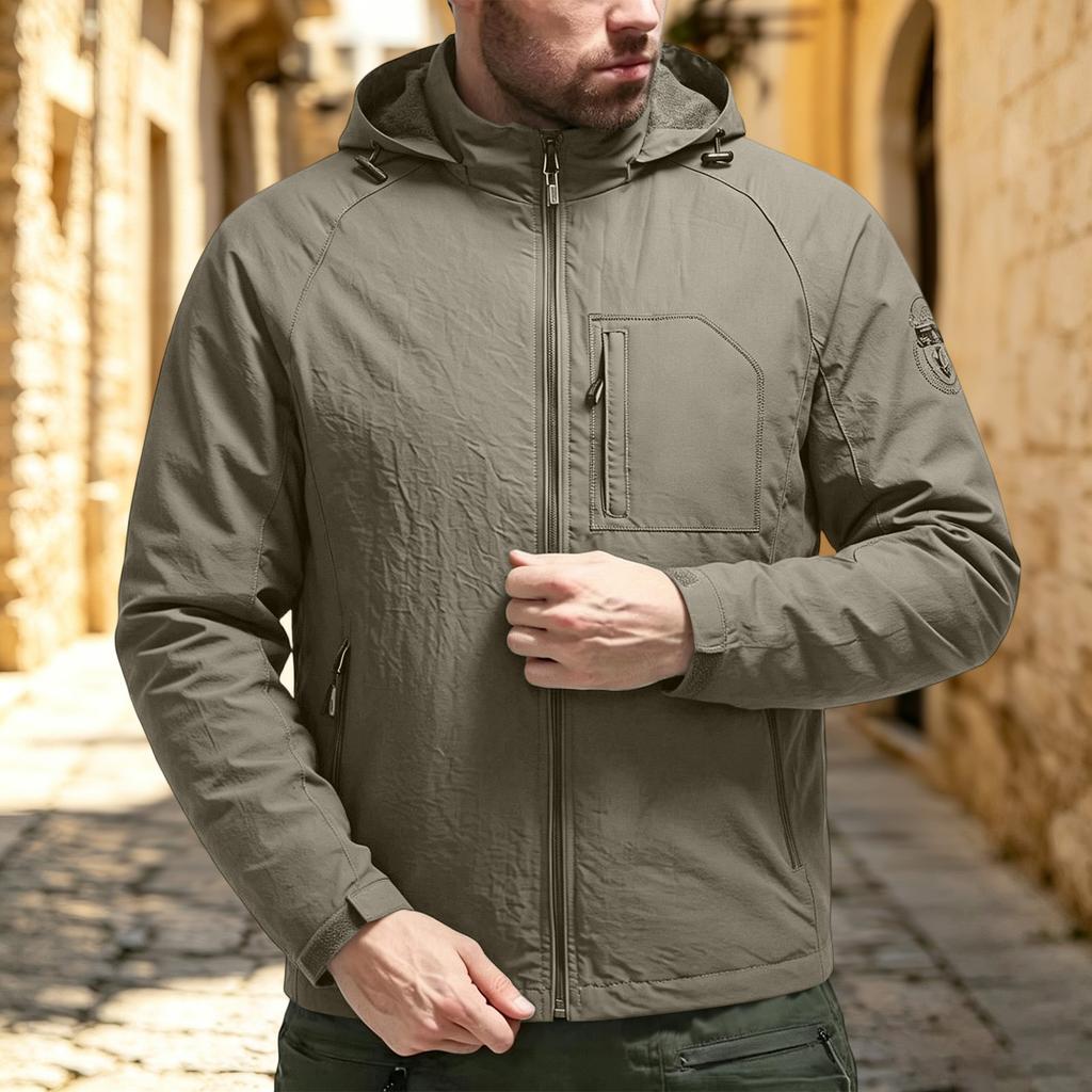 Men's Lightweight Casual Outdoor Rain Jacket for Hiking and Travel