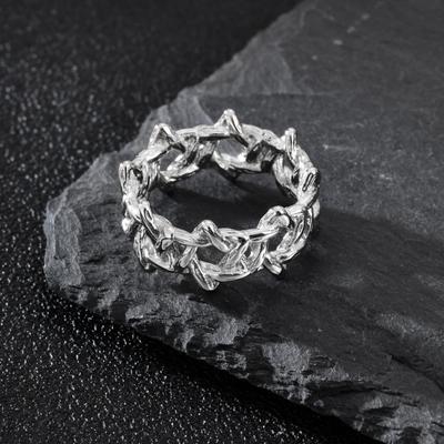 Personality Stainless Steel Irregular Thorns Ring for Men, Retro Punk Texture Six Pointed Star Ring, Geometric Hip-hop Jewelry