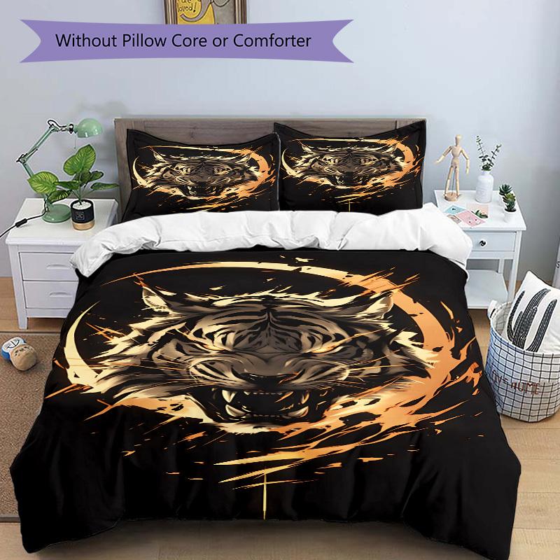 3pcs Tiger Head Bedding Set. Soft and Comfortable with No Core Included (1x Duvet Cover + 2x Pillow Covers) yy251009143