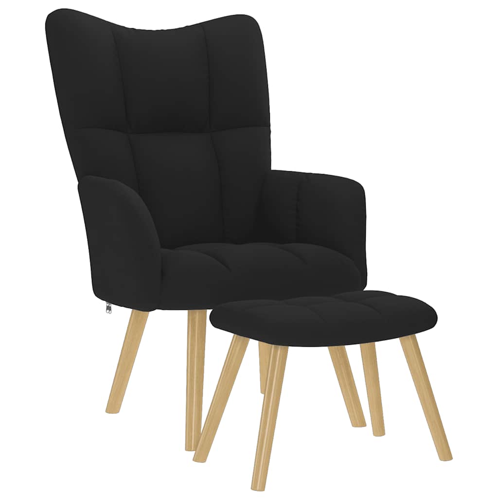 Relaxation Armchair with Footstool Black Fabric