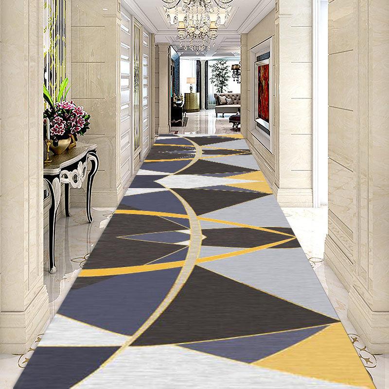 Modern Geometric Hotel Hallway Carpet Home Corridor Long Rug Soft Stair Carpet Entrance Floor Mat Non-Slip Base Runner Rug