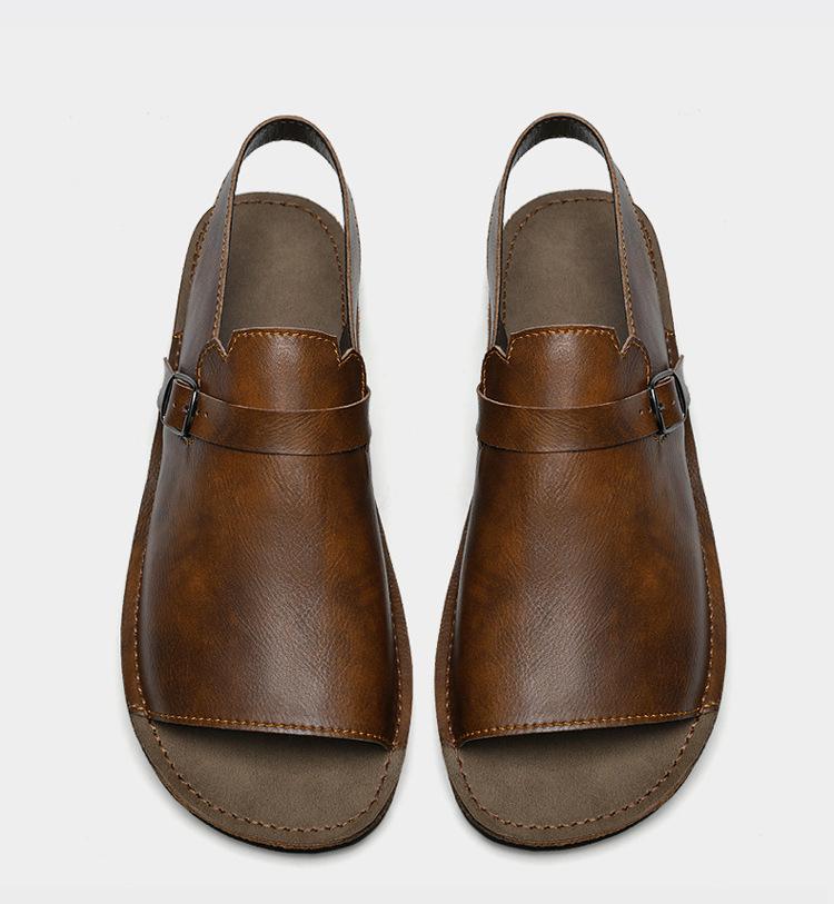 Herren Sommersandalen aus echtem Leder mit weicher Sohle und modischer Schnalle - Größen 45-47