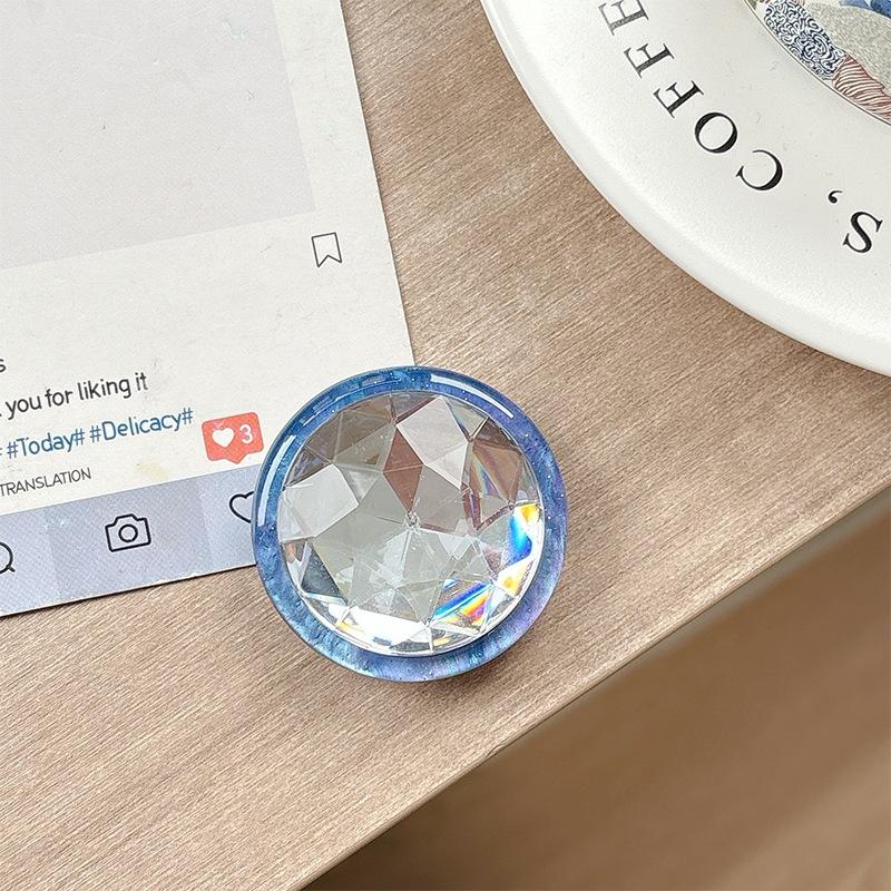 Xiaoqing Fresh Air Creative Big Round Diamond Gem Mobile Phone Airbag Holder Desktop Watching Drama Back Sticker Women'S Ring Retractable