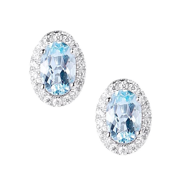 Natural Aquamarine Stud Earrings - S925 Sterling Silver, Blue Crystal, Versatile Ins Style, High-End Women’s Summer Accessories.