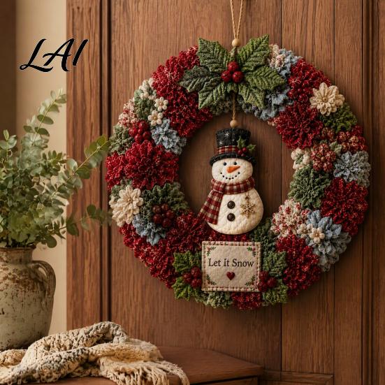 Baumstocher Kunstkranz DIY Weihnachts-Kit 3D Stoff Nikolaus Schneemann Elch Set Feiertags-Haustürdeko Bastelartikel Weihnachten