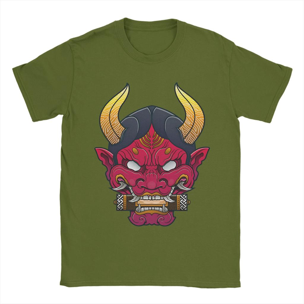 Hannya Mask  T Shirts for Men 100 Cotton Vintage TShirt O Neck  Tee Shirt Short Sleeve Clothes Plus Size