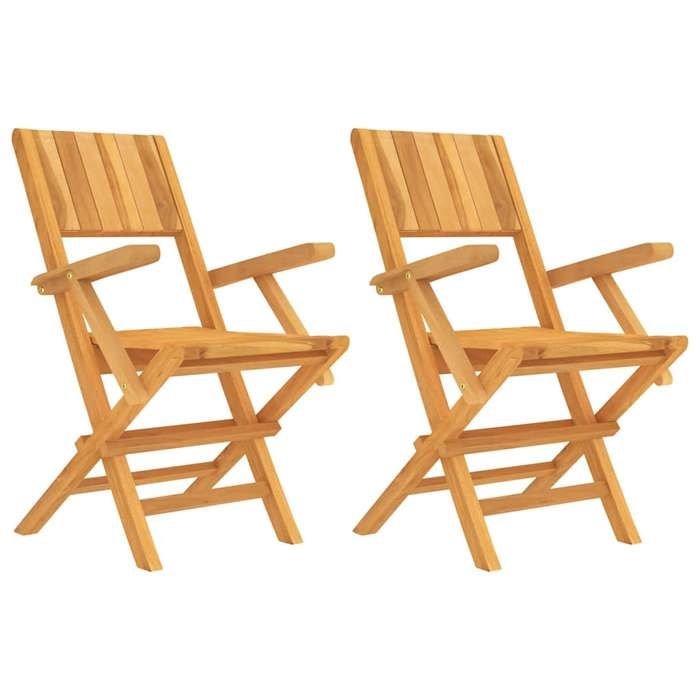 VidaXL Folding Garden Chairs 2 Pcs 55x61x90 Cm Solid Teak Wood 362760